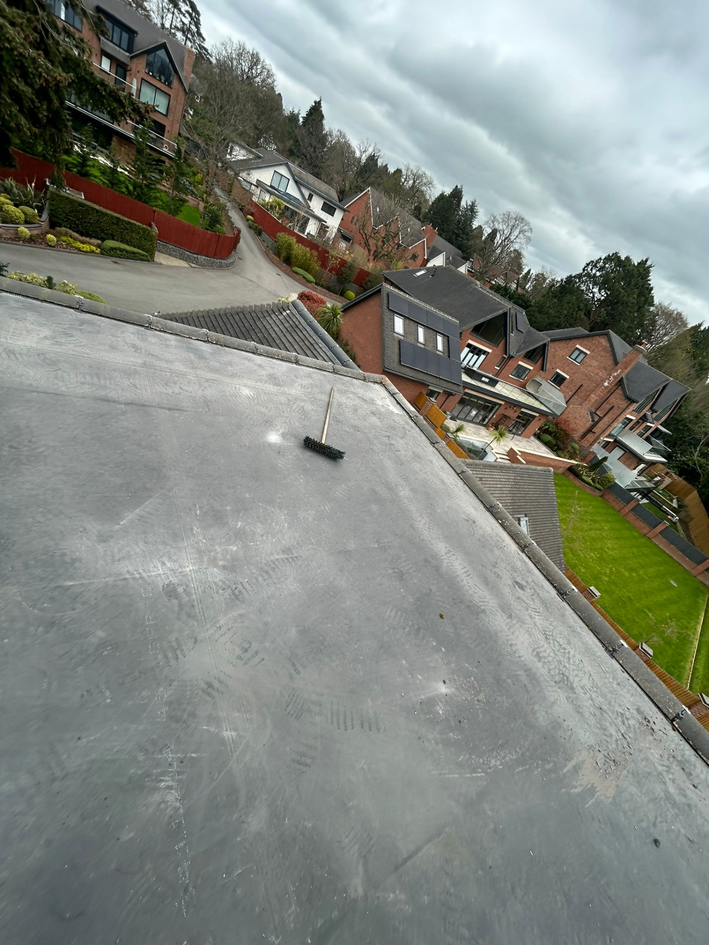 Freshly laid flat rubber roof